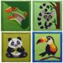 Tropical animals Knit Pattern Set - Panda, Toucan, Lemur and Frog