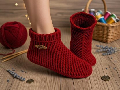 Crochet Slipper Boot Pattern PDF + English Video Tutorial for Women
