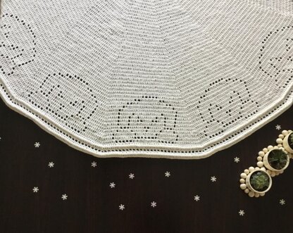 Puppy Dog Round Filet Crochet Blanket N 374