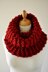 Flaming Red Knit Cowl - One Ball of Yarn