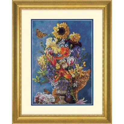Dimensions Garden In Gold - Gold Collection Counted Cross Stitch Kit - 11in x 15in
