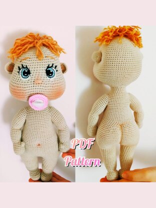 Lulu doll body with crocheted eyes (32 cm) pattern by Annea Leolea