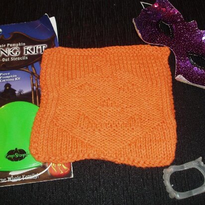 Dishcloth Calendar - October (jack-o-lantern) - knitting pattern