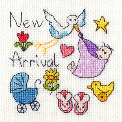 Bothy Threads New Baby Card Cross Stitch Kit - 10cm x 10cm