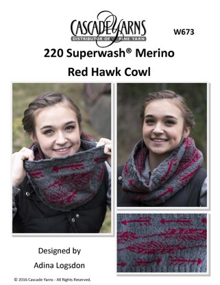 Red Hawk Cowl in Cascade Yarns 220 Superwash® Merino  - W673 - Downloadable PDF