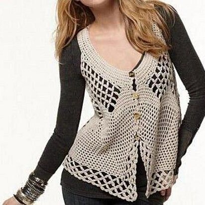 Crochet oversized boho lacy vest.