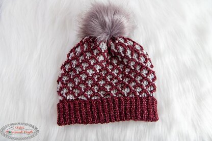 Reversible Diamonds Hearts Hat