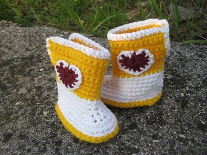 Yellow baby booties