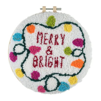 Trimits Yarn Punch Needle Kit with Hoop: Merry & Bright Punch Needle Kit - 8in