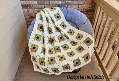 Blanket with Sunflower Granny Square