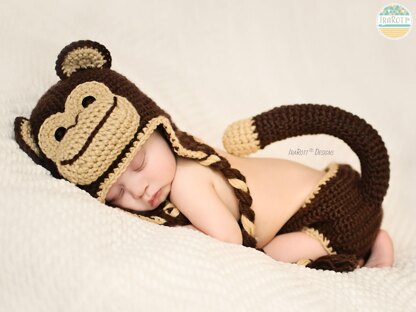 Chip the Monkey Baby Hat and Diaper Cover