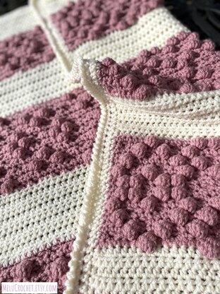 Double Sided Bobble Heart Blanket US terminology By Melu Crochet