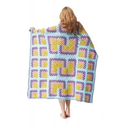 Mitered Granny Square Throw in Bernat Super Value - Downloadable PDF