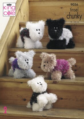 Tinsel Westie Style Dogs in King Cole Tinsel Chunky - 9056pdf - Downloadable PDF