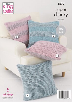 Throw and Cushion Knitted in King Cole Timeless Super Chunky and Timeless Classic Super Chunky - 5670 - Downloadable PDF