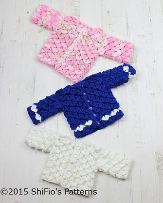 Crocodile Stitch Crochet Cardigan Pattern #311