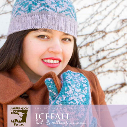 Icefall Hat & Mittens in Juniper Moon Tenzing - J28-01 - Downloadable PDF