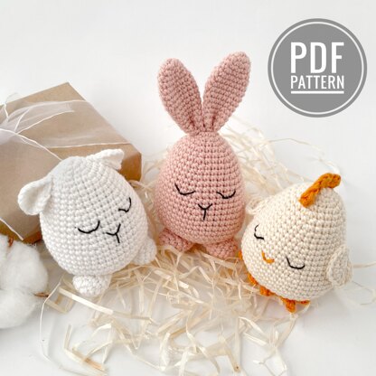 Crochet Easter eggs pattern Amigurumi bunny, Easter chicken, Crochet sheep