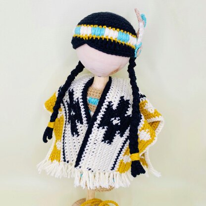 Native American doll outfit, Crochet doll clothes, amigurumi doll clothes