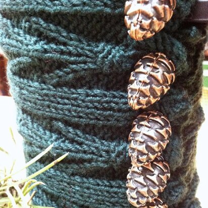 Pine Cone And Tassel Coffee Press and Mug Cozies