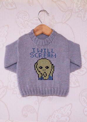 Intarsia - I Will Scream Chart - Childrens Sweater