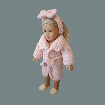 Doll Robe Spa Set Crochet Pattern – Spa Bathrobe Outfit For 18Inch Dolls