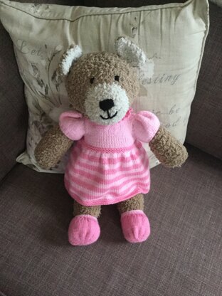 Pink Stripy Dress Outfit (Knit a Teddy)