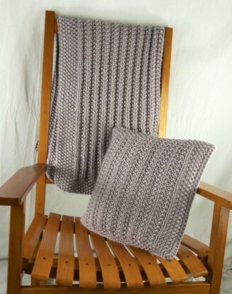 Rib Stitch Throw & Pillow in Cascade Yarns Cherub Bulky - B263 - Downloadable PDF