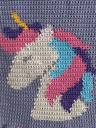 Unicorn wall hanging intarsia crochet pattern tapestry