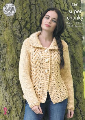 Cardigan and Sweater in King Cole Big Value Super Chunky - 4361 - Downloadable PDF