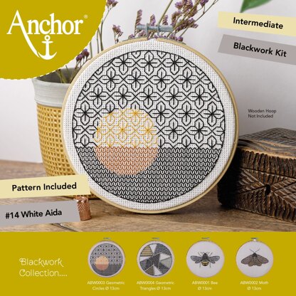 Anchor Blackwork - Geometric Circles Embroidery Kit - 13 cm