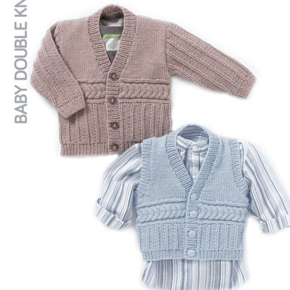 Boys V Neck Cardigan and Waistcoat in Hayfield Baby DK - 4426 - Downloadable PDF