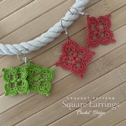 Mini Square Earrings | pdf Crochet Pattern