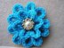 692 CROCHET FLOWER, turquoise loopy flower