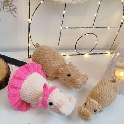 Set Crochet hippopotamus Pattern, Crochet safari animals