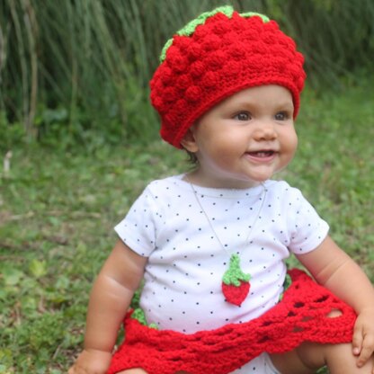 Strawberry Hat, Skirt & Pendant Outfit