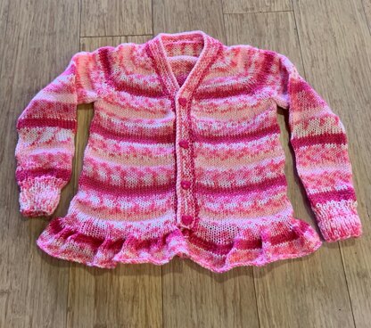 Child's Striped ‘V’ Neck Top Down Cardigan 2-10yrs