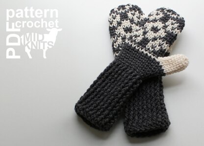 Floral Fair Isle Crochet Mittens (2016002)