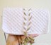 White knit clutch with gold tassel