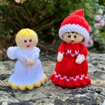 Miniature Christmas Elf and Angel Dolls Knitting Pattern - Toy Knitting Pattern