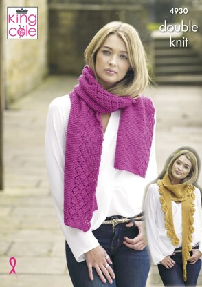 Scarves in King Cole Majestic DK - 4930 - Downloadable PDF