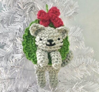 Cat in a Wreath Christmas Ornament