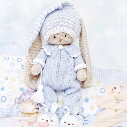 Knitting Pattern Doll clothes Outfit Bedtime Baby for Bunnny, Doll, Cat, Puppy, Lamb