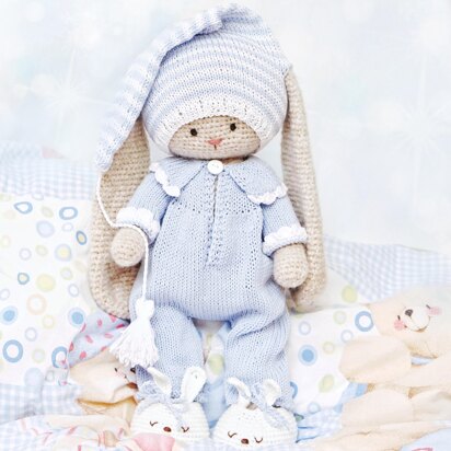 Knitting Pattern Doll clothes Outfit Bedtime Baby for Bunnny, Doll, Cat, Puppy, Lamb - knitting pattern