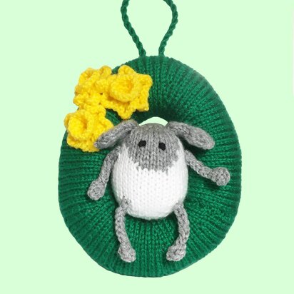 Easter egg shaped wreath with sheep