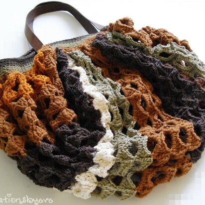 Striped crochet hobo market bag