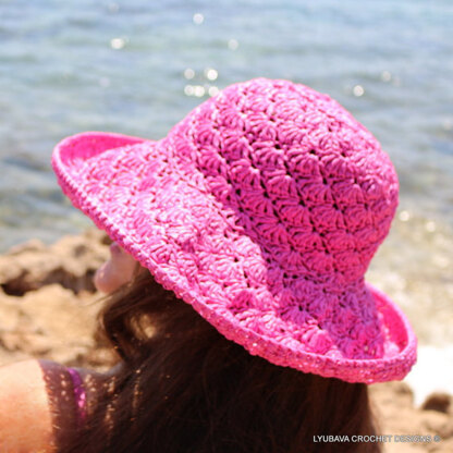 Crochet Shell Stitch Summer Hat - Pink