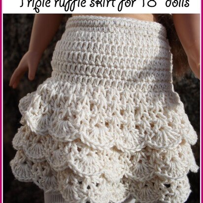 Triple ruffle skirt for American girl 18" dolls