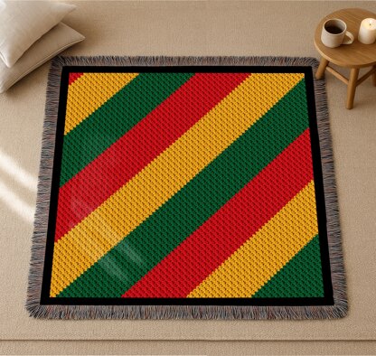 Rasta Bordered Blanket Jamaica Lapghan Afro Style Graphghan C2C CROCHET PATTERN
