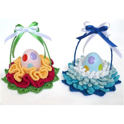 Crochet basket. Easter egg basket. Elegant vase with handle. Floral sweet vase. Posh table decor
